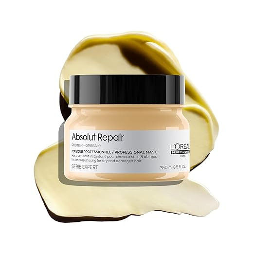 L'Oréal Professionnel Absolut Repair Mask for Dry & Damaged Hair - 250ml | Professional mask for Strengthening and Repairing Hair, With Protein & Omega-9, For Men & Women